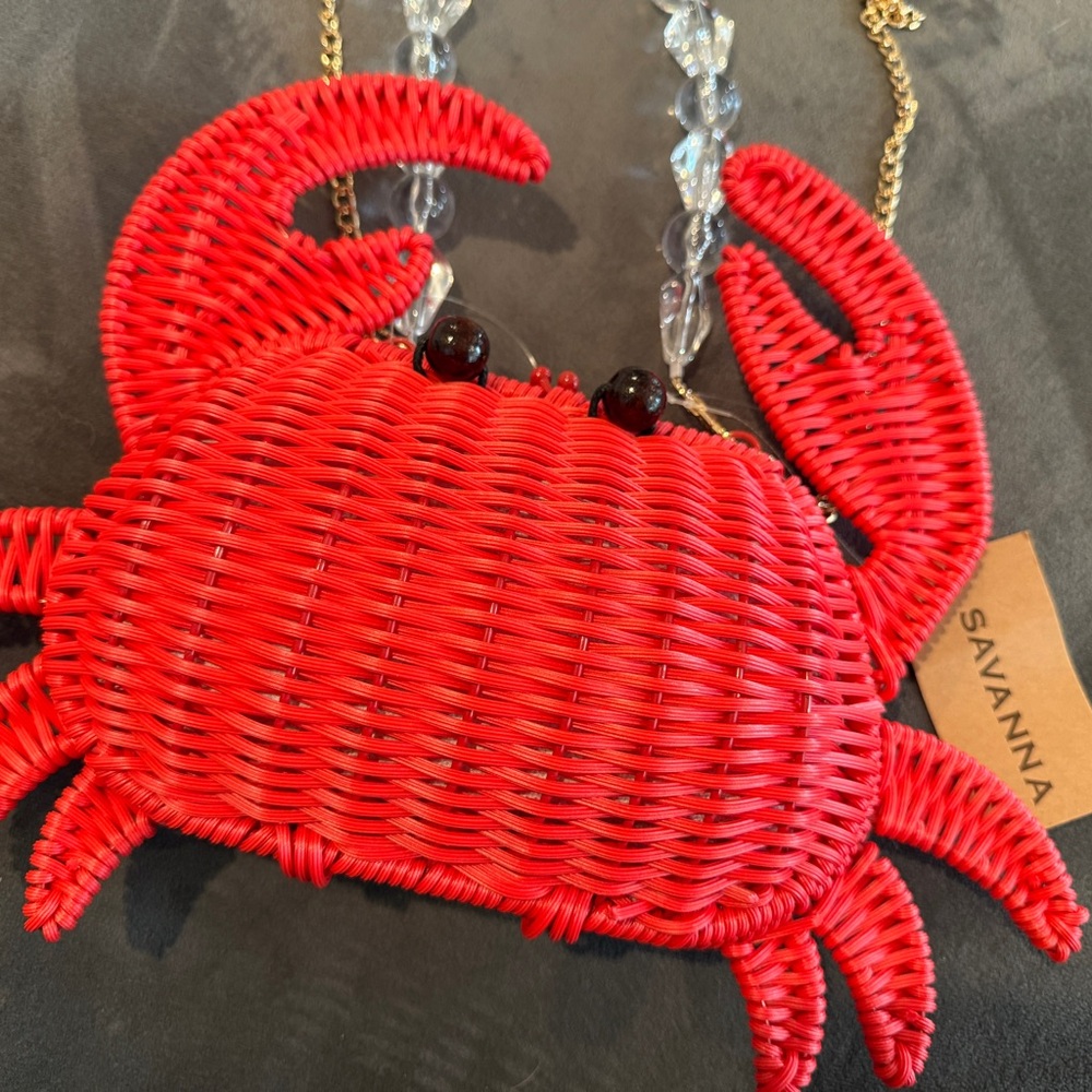 Viral Red Woven Wicker Crab Bag Purse TikTok